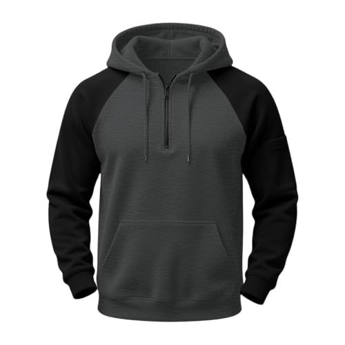 Quarter Zip Hoodie Men Casaul Long Sleeve Drawstring Pullover Tops - image 3