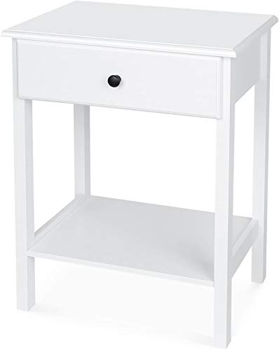 Preisvergleich Produktbild Homfa Nachttisch Nachtschrank Nachtkommode Nachtschränkchen Ablagetisch Beistelltisch Telefontisch Sofatisch Kaffeetisch Holz weiß 46x35x60cm (1er Set)