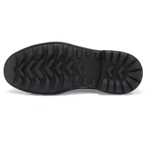 Premium Mens Leather Dress Shoes, Classic Casual Crocodile Printed Business Buckle Dress Slip on Penny Loafer Party Wedding Shoes for Mens, Black, 114