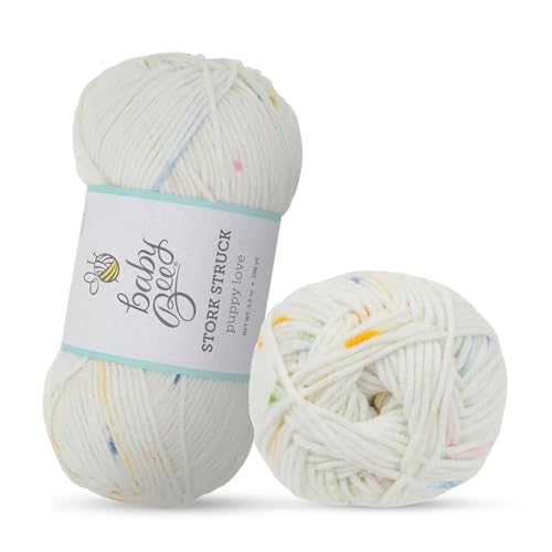 Baby Bee 4 - Medium Yarn for Crocheting & Knitting 208 Yards of Lyocell & Acrylic for Blankets, Hats & More Soft Skein, Craft Supplies for Handcrafting, Puppy Love