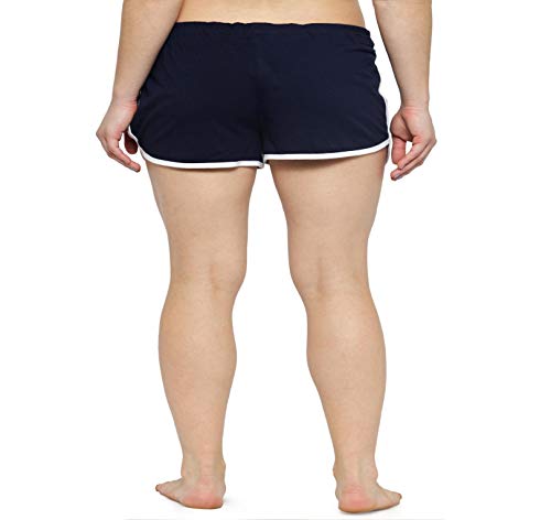 Image of KOTTY Printed Women Navy Blue Night Shorts (Navy Blue,42)