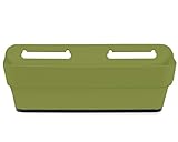 Ondis24 Balkonkasten PLAYMOOD mit Wasserspeicher, 9L Pflanzvolumen, Pflanzkübel, Blumenkasten, Balkon Terrasse, Wandhalterung (Grün)