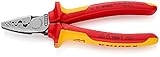 diseño ligero y esbelto KNIPEX Alicate para crimpar punteras huecas aislado 1000V (180 mm) 97 78 180 SB (cartulina autoservicio/blíster)