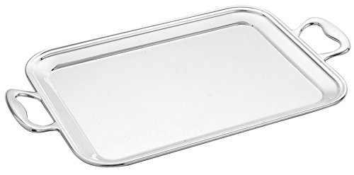Plateau rectangulaire en acier avec poignées pour simplifier le service