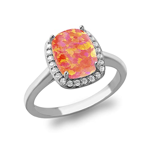 Bague femme en argent et opale orange rectangulaire, le cadeau idéal