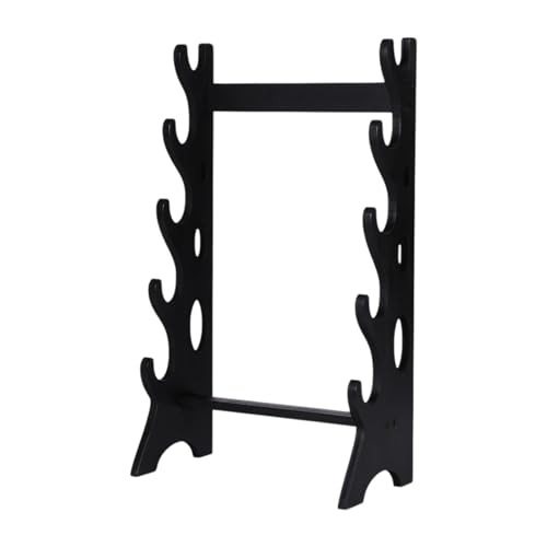 MagiDeal Soporte de exhibición de Espadas Estante para Espadas Soporte de Flauta de 5 Capas Soporte de Escritorio de Madera Percha para Espadas Medievales para, Negro
