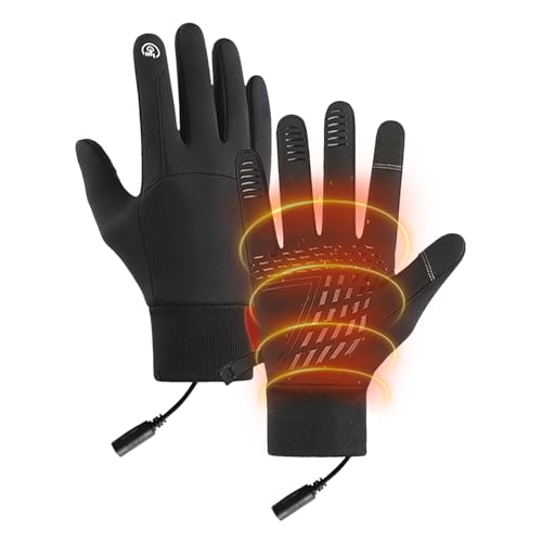 Fyrdyn Guantes Calefactables,Guantes Térmicos para Esquí - Manoplas Unisex con USB Impermeables Aislantes contra Viento para Clima Frío,Actividades Exteriores Invierno Moto Trabajo Senderismo Esquí