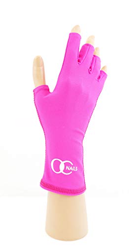 OC Nails UV Shield Glove (HOT PINK ~ PETITE) Anti UV Glove for Gel Manicures with UV/LED Lamps