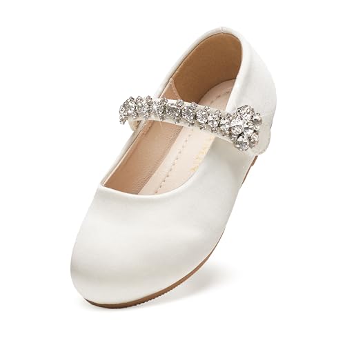 Image of PHIRAMIN Toddler Flower Girl Glitter Dress Shoes Little Girl Ballet Flats Bow Wedding Party
