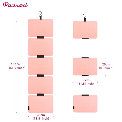Image of PACMAXI Hanging Enamel Lapel Pin Display Panels Organizer With 5 Loose-leaf Board Pieces, Brooch Pin Enamel Pin Display Pages, Badge Collection Display Holder Holds At Least 120 Pins. (Pink)