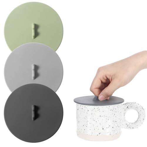 3 tapas de silicona para tazas de vidrio, universales, reutilizables, de grado alimenticio, a prueba de polvo, herméticas, antipolvo, herméticas, para tazas, tazas de café