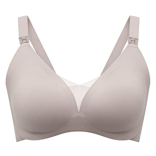 Image of Momcozy Nursing Bras for Breastfeeding, YN44 Upgraded Supportive Comfort Maternity Bra Pregnancy Seamless Sleep Bralette Brown
