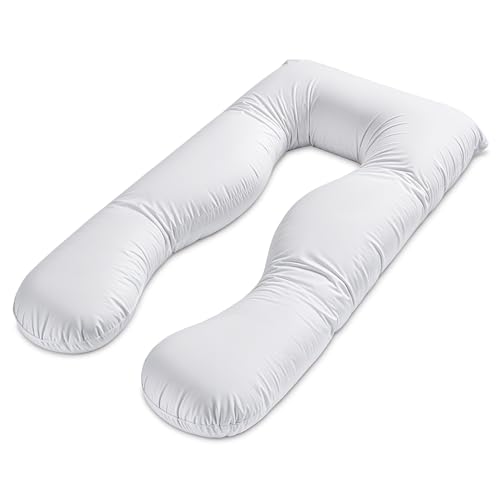 Relleno de Almohada embarazo 135cm – Cojin para dormir de lado Perfecta para mejorar el descanso Aliviar la espalda y piernas Ideal para maternidad Forma en U