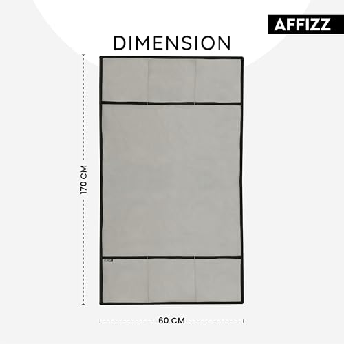 Image of Fridge Cover Top for Double Door Refrigerator - Washable, Water-Resistant Polyester Refrigerator Cover Top with 6 Side Pockets for Kitchen Accessories, Dustproof (Grey)