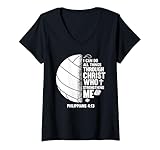 Mujer Diciendo que puedo hacer todas las cosas a través de Cristo Jugador de voleibol Camiseta Cuello V