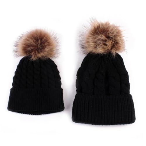 Bonnets chauds tricotés en maille extensible noir tendance lot de 3