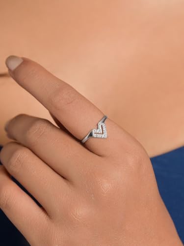 Image of Clara 925 Sterling Silver Minimal Adjustable Ring for Women Platinum Plated