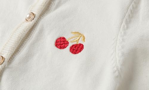 Image of LittleSpring Girls Knit Sweater Outfits Cherry Cardigan and Skirt Sets