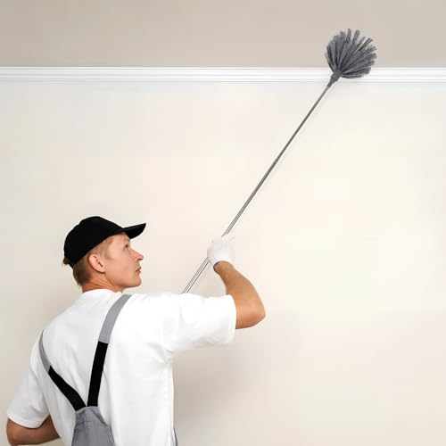 Image of PRETYZOOM Extendable Cobweb Duster with Telescoping Pole and 3 Cleaning Heads Lightweight Spider Web Remover for High Ceilings and Outdoor Use Adjustable Length up to 94.5 Inches