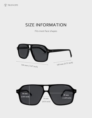 Acetate Aviator Polarized Sunglasses for Women Men, Trendy Unisex Oversized Designer Shades with Double Bridge4