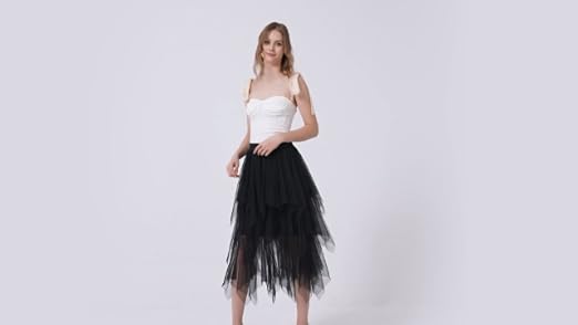 bridesmaid dresses asymmetrical hem Women's Flora A-line Asymmetric Sleeved Tulle Floor Length Dress  S/M/L/Customize Peach /Peony Pink MEAN BLVD