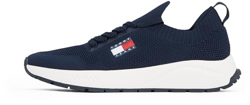 Tommy Jeans Herren Runner Sneaker Kntitted Low Top, Blau (Dark Night Navy), 44