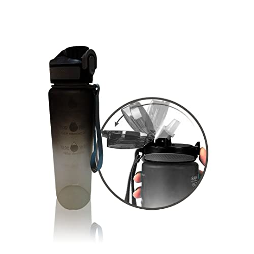 Garrafa de água de 1L Squeeze TIE DYE, livre de BPA e tóxicos à prova de vazamentos , motivacional c