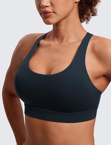 Image of CRZ YOGA Naked Feeling Strappy Sports Bras | Medium Support, Removable Pads, Yoga, Sleek, Scoop Neck, for Women