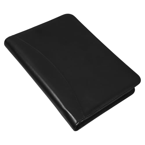 PRETYZOOM Portafolio Cremallera Multifuncional para Documentos A5, Organizador de Carpetas de Trabajo, Carpeta de Negocios Negra 6 Anillas para Oficina y Accesorios Profesionales