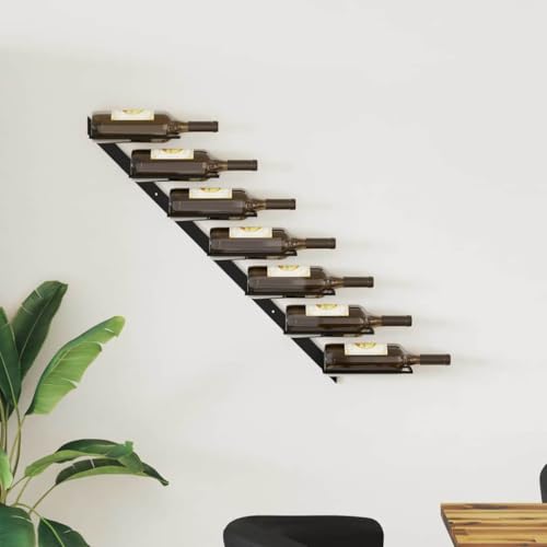 Soporte de vino de pared metálico negro para 7 botellas miniatura 1