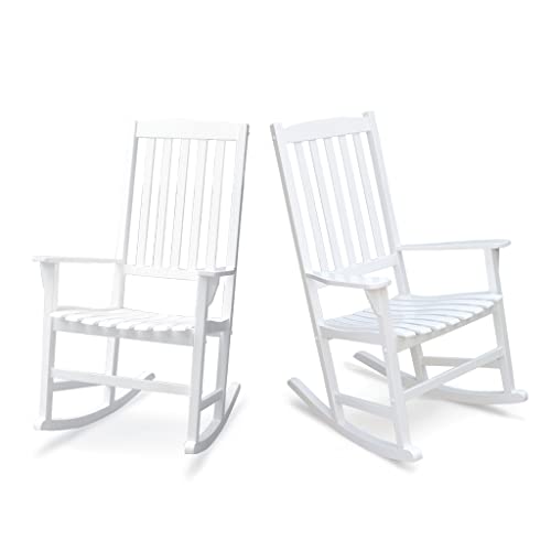 Cambridge Casual Somerset Solid Wood 2-Pieces Porch Rocking Chair, White - Thumbnail 7