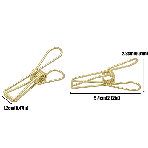 Zoohot Pack of 15 Golden Hollow Clip, Multi-Purpose Clothesline Utility Clips