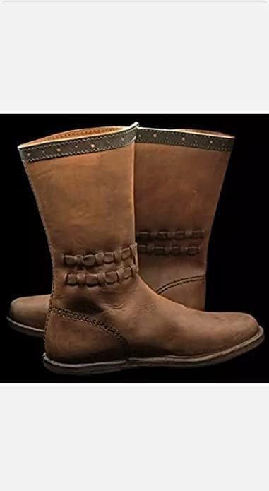 Medieval Leather Shoes Medieval Leather Loafer Boot Caribbean Pirate Costume boot genuine leather Wood buckle