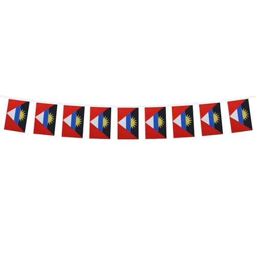 Image of AZ FLAG Antigua and Barbuda 6 meters BUNTING Flag 20 flags 9'' x 6'' - Antiguan Barbudan STRING flags 15 x 21 cm