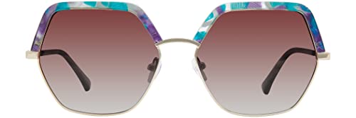 kensie Women's Feel Pretty Mermaid Marble 57-16-135 Octagonal Sunglasses, 57mm