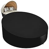 Runde Abdeckung für Outdoor-Sofabett, 420D, wasserdicht, Oxford-Gewebe, Sonnenliege, runde Abdeckung, Terrassenschutz, schwarz, Größe: 228 x 83 cm, ideal für Garten, Strand und Terrasse