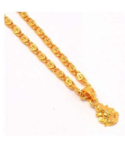 Image of Traditional 22K Gold-Plated Chain Necklace with Intricate Pendant for Women & Men
