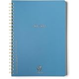 DesignWorks Ink Textured Paper Twin Wire Notebook, Daily Planner & Soft Cover Writing Journal, 160 Lined Perforated Pages, Large Spiral Notebook for Work & Journaling, 8.25 x 11.625 in, Classic Blue