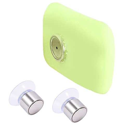 WANGCL Set of 2 Magnetic Soap Dish with Suction Cup Stainless Wall Mounted Magnetic Soap Dish Holder for Bathroom Kitchen（Cylindrical）