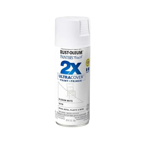 Rust-Oleum 249843 Painter's Touch 2X Ultra Cover Spray Paint, 12 oz, Satin Blossom White