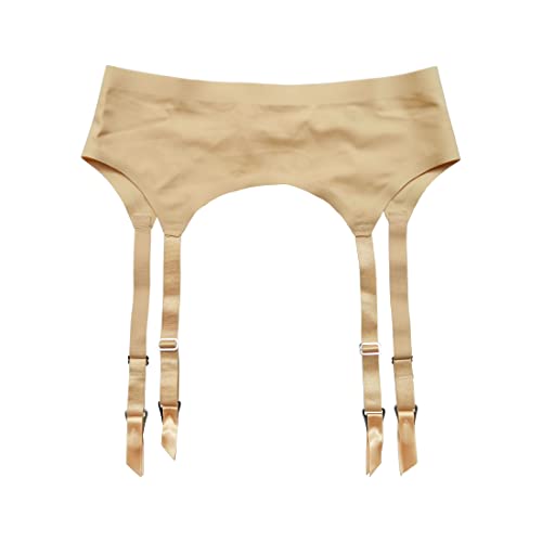 Tvrtyle Women's Skin Color Seamless Plus Size 4 Wide Straps Metal Buckles Sexy Garter Belt For Stockings S506S (Skin, Small) #TOP18
