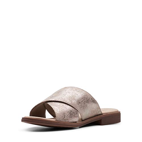 Clarks Clarks Women's Declan Ivy Sandal, Pewter Metallic Textile, 080 M US
