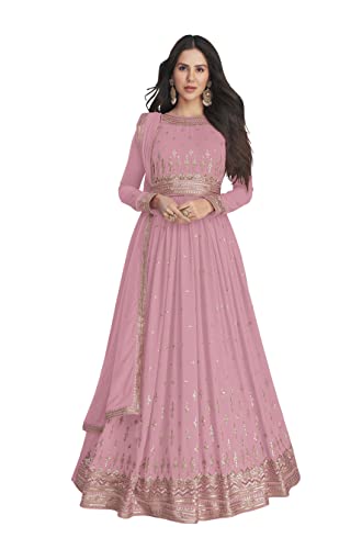 Image of ZUVAANYA Ready To Wear Indian /Pakistani Party Wear Women's Embroidery Faux Georgette Anarkali Floral Gown For Women