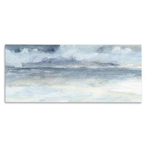 Abstract Cloudy Ocean Waves, 10 x 24 Inch Canvas Wall Art