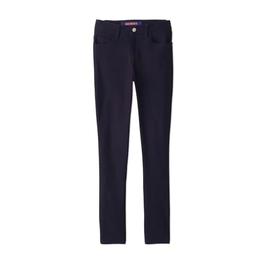 French Toast Calça de uniforme escolar skinny super elástica com bolsos para meninas, Azul marinho, 5