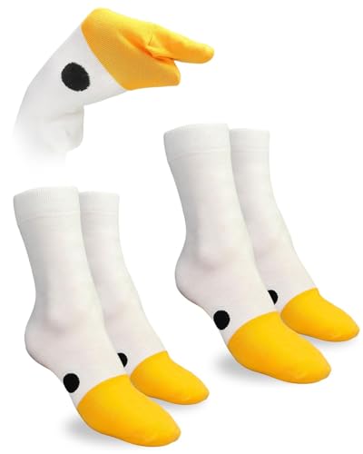 LOZTBUE 2 pares de calcetines de ganso, divertidos calcetines de animales, creativos calcetines de pato, calcetines casuales de algodón, calcetines de marinero, regalos de graduación
