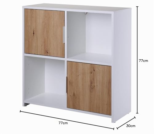 Cómoda de roble artesanal y blanco Pepeto 2TW con estructura de madera robusta 4