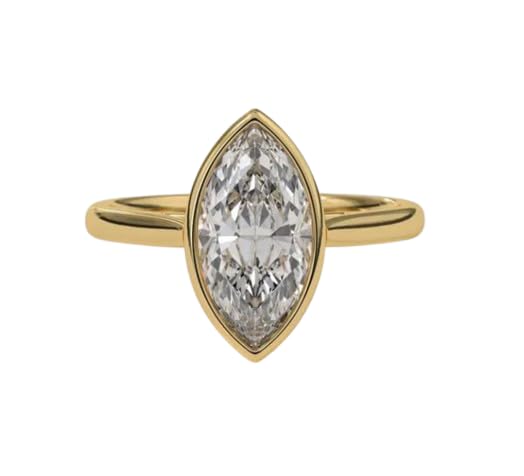 3CT Marquise Diamond Bezel Set Ring / Split Shank Engagement Ring / 14k Gold plated Diamond Solitaire 925 silver,women For Her solitire stone gold plated with a transparent,solitire jewellery.