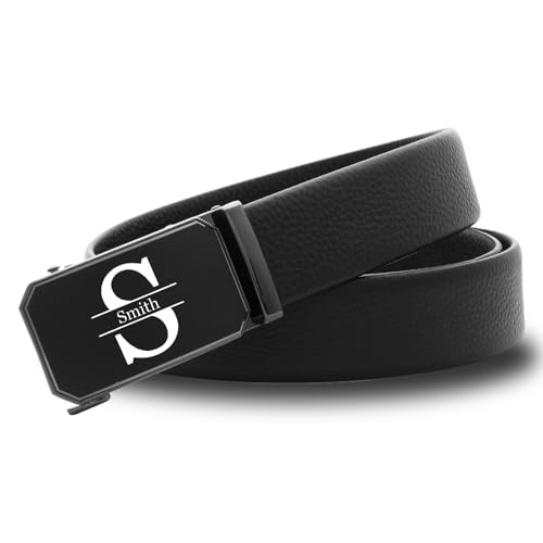 Asakora Personalized Belt for Men, Custom Engraved Leather Ratchet Belt Gift for Him, Husband, Dad, Boyfriend, Groomsmen