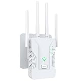 2026 Newest WiFi Extender Booster, 4 Powerful Antennas Covers 5500 Sq.Ft and 50 Devices, Internet Booster - with Dual Ethernet Ports, Quick Setup, Home Wireless Signal Booster, UK Plug (White)